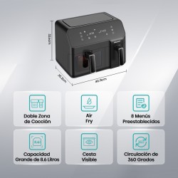 FREIDORA DE AIRE HISENSE H09AFBK2S5 8.6 LTS. DOBLE