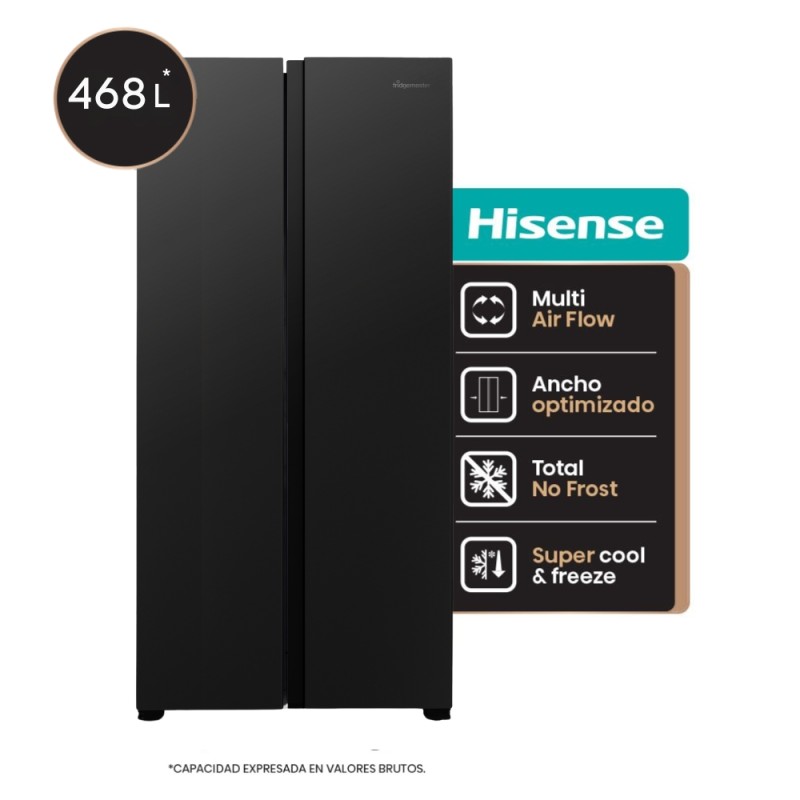 HELADERA HISENSE RS3N428NAB 468 LTS. NEGRA