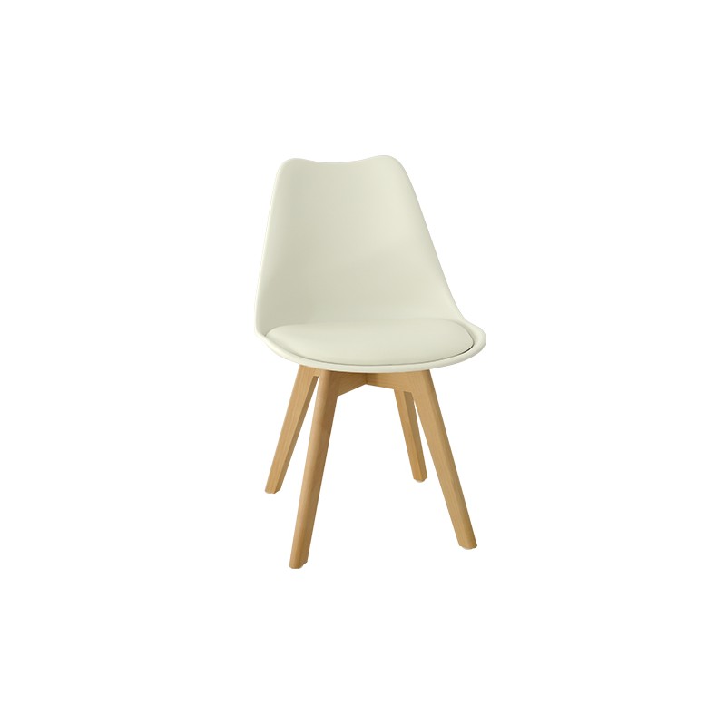 SILLA TULIP DE PVC PATA/MADERA BLANCA