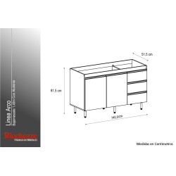 BAJO RICCHEZZE 1.40 MTS. 3 C. BLANCO ALUMINIO