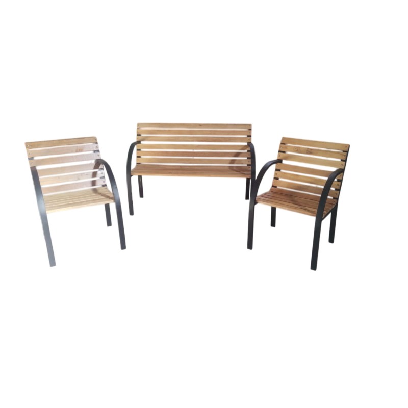 JUEGO JARDIN SEMIKON 1 BANCO DOBLE + 2 INDIVIDUALES