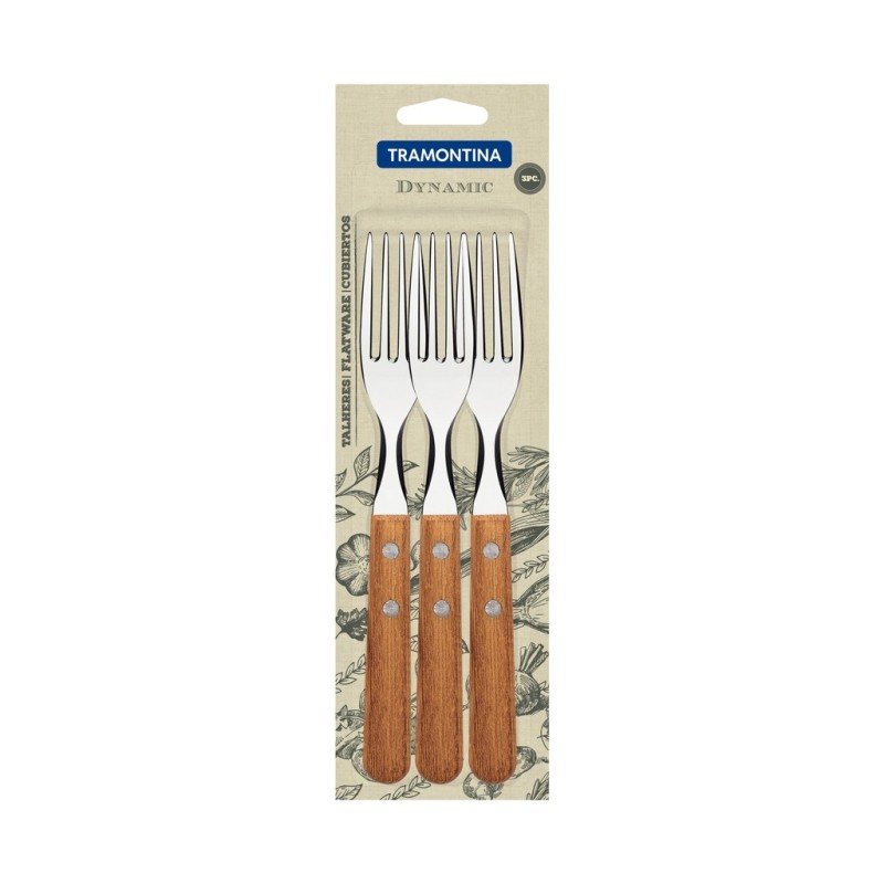 TENEDOR TRAMONTINA 22302/300 BLISTER X3 MADERA