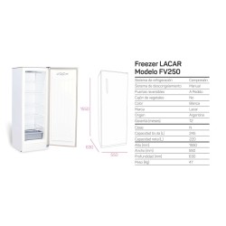 FREEZER VERTICAL LACAR FV-250 VINTAGE 245 LTS. BCO