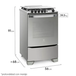 COCINA ELECTROLUX 56GXQ 4 H. 56 CM. INOX. MULTGA