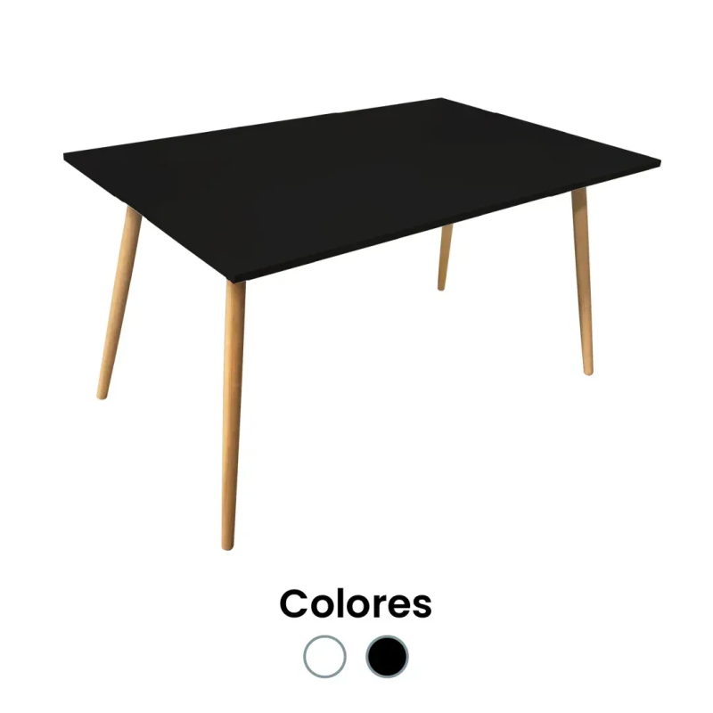 MESA COMEDOR SIT MOBILI 140 CM RECTANGULAR + 4 SILLAS NEGRAS