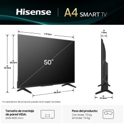 SMART TV HISENSE 50" 9150A4NV 4K VIDAA