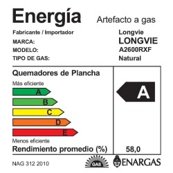ANAFE EMPOTRABLE LONGVIE A-2600RXF 4 HORN. ACERO