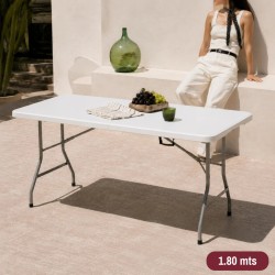 MESA PLEGABLE GARDEN LIFE 1.80 MTS. PVC VALIJA BLANCA