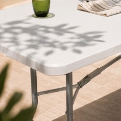 MESA PLEGABLE GARDEN LIFE 1.80 MTS. PVC VALIJA BLANCA